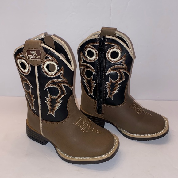 Twister Other - New! Kids “TWISTER” cowboy boots,Size 6 Toddler, Color:brown & black, square toe